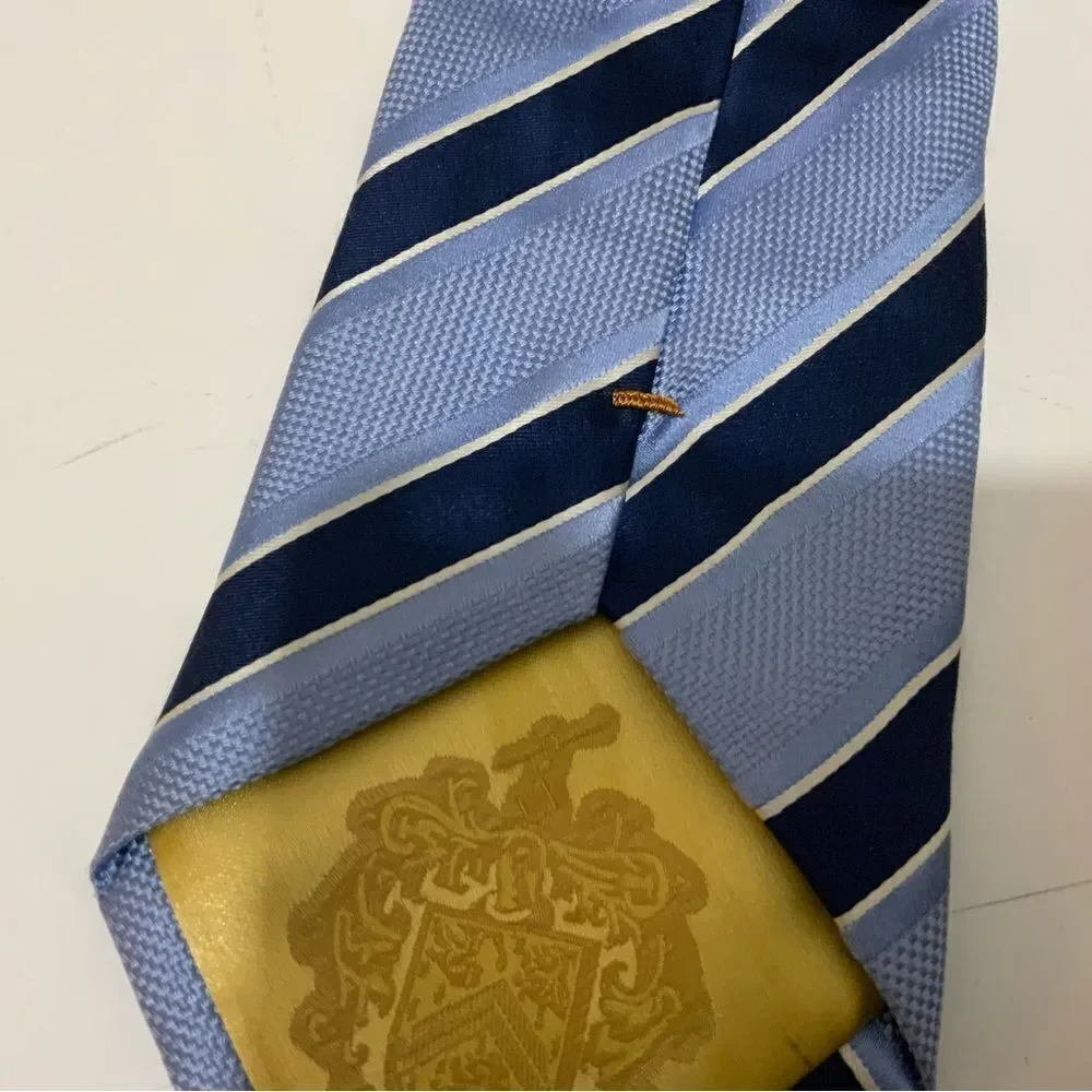 Donald J Trump Blue Black Stripes Silk Necktie Tie | EUC